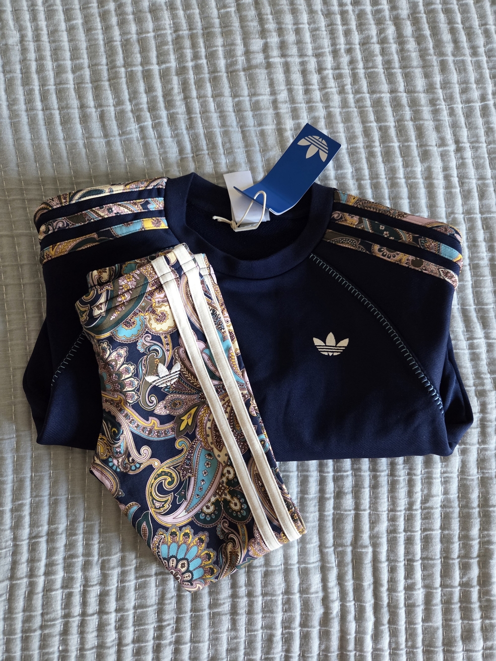 Adidas Tracksuit with Multicolor Paisley Stripes